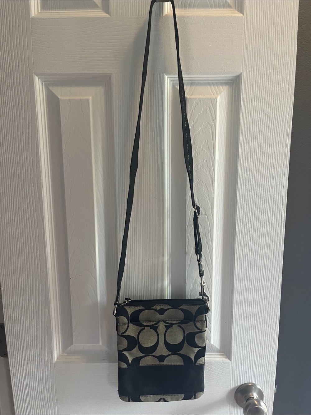 Coach Black and Tan Signature Crossbody